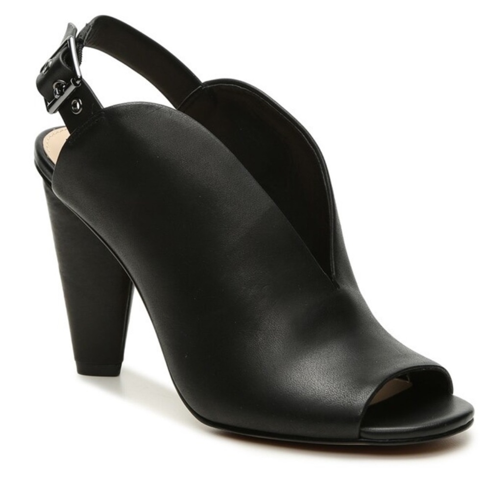 VINCE CAMUTO “Kembia” Black Leather Heel Slingback Sandal